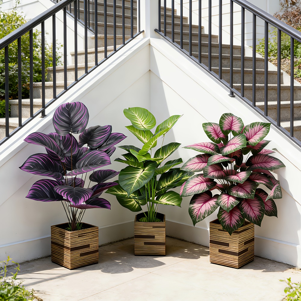 Ficus Lyrata Tree - Set di 3 Piante Artificiali da